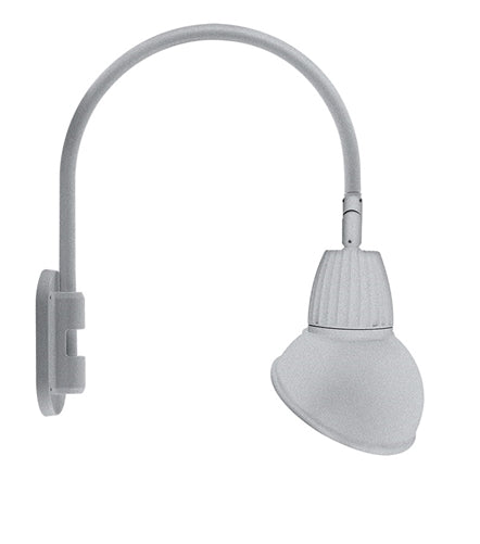 RAB GN4LED13YAD11S 13W LED Gooseneck Dome Shade with Wall 20" High, 19" from Wall Goose Arm, 3000K (Warm), Flood Reflector, 11" Angled Dome Shade, Silver Finish