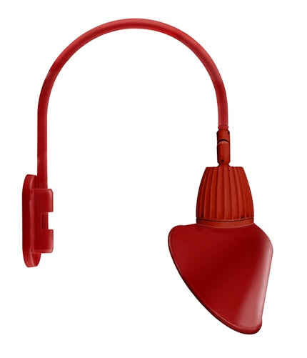 RAB GN4LED13YRACR 13W LED Gooseneck Cone Shade with Wall 20" High, 19" from Wall Goose Arm, 3000K Color Temperature (Warm), Rectangular Reflector, 15" Angled Cone Shade, Red Finish