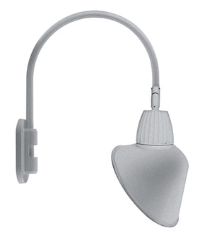 RAB GN4LED13YRACS 13W LED Gooseneck Cone Shade with Wall 20" High, 19" from Wall Goose Arm, 3000K Color Temperature (Warm), Rectangular Reflector, 15" Angled Cone Shade, Silver Finish