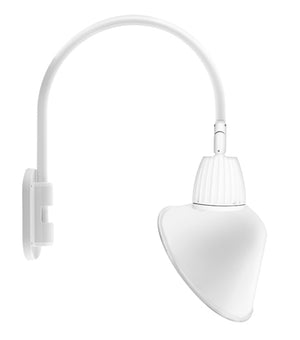 RAB GN4LED13YRACW 13W LED Gooseneck Cone Shade with Wall 20" High, 19" from Wall Goose Arm, 3000K Color Temperature (Warm), Rectangular Reflector, 15" Angled Cone Shade, White Finish