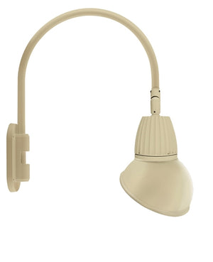 RAB GN4LED13YRAD11I 13W LED Gooseneck Dome Shade with Wall 20" High, 19" from Wall Goose Arm, 3000K (Warm), Rectangular Reflector, 11" Angled Dome Shade, Ivory Finish