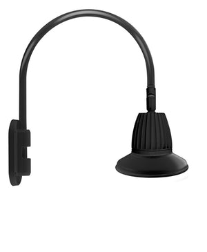 RAB GN4LED13YRST11B 13W LED Gooseneck Straight Shade with Wall 20" High, 19" from Wall Goose Arm, 3000K (Warm), Rectangular Reflector, 11" Straight Shade, Black Finish