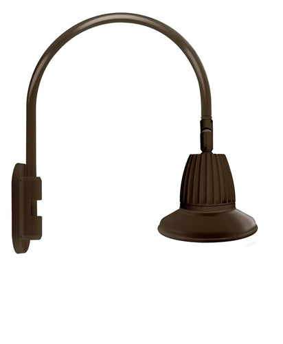 RAB GN4LED13YRST11BWN 13W LED Gooseneck Straight Shade with Wall 20" High, 19" from Wall Goose Arm, 3000K (Warm), Rectangular Reflector, 11" Straight Shade, Brown Finish