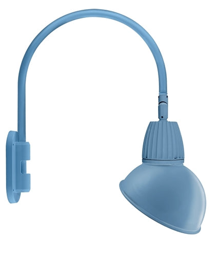 RAB GN4LED13YSADLB 13W LED Gooseneck Dome Shade with Wall 20" High, 19" from Wall Goose Arm, 3000K (Warm), Spot Reflector, 15" Angled Dome Shade, Light Blue Finish