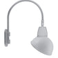 RAB GN4LED13YSADS 13W LED Gooseneck Dome Shade with Wall 20" High, 19" from Wall Goose Arm, 3000K (Warm), Spot Reflector, 15" Angled Dome Shade, Silver Finish
