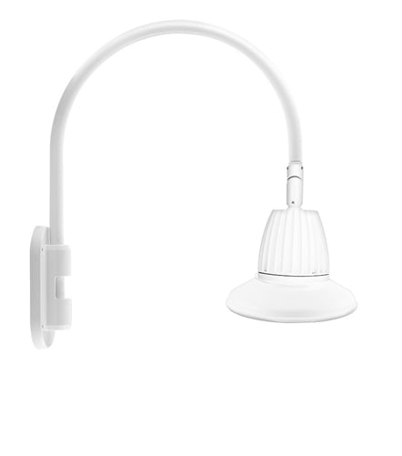 RAB GN4LED13YSST11W 13W LED Gooseneck Straight Shade with Wall 20" High, 19" from Wall Goose Arm, 3000K (Warm), Spot Reflector, 11" Straight Shade, White Finish