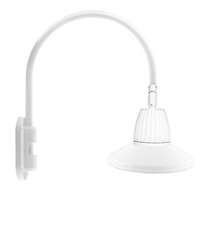 RAB GN4LED13YSSTW 13W LED Gooseneck Straight Shade with Wall 20" High, 19" from Wall Goose Arm, 3000K (Warm), Spot Reflector, 15" Straight Shade, White Finish