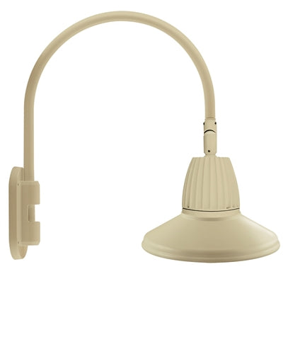 RAB GN4LED13YSTI 13W LED Gooseneck Straight Shade with Wall 20" High, 19" from Wall Goose Arm, 3000K (Warm), Flood Reflector, 15" Straight Shade, Ivory Finish
