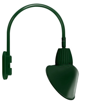 RAB GN4LED26NACG 26W LED Gooseneck Cone Shade with Wall 20" High, 19" from Wall Goose Arm, 4000K Color Temperature (Neutral), Flood Reflector, 15" Angled Cone Shade, Hunter Green Finish