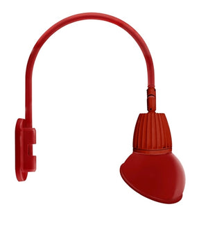 RAB GN4LED26NAD11R 26W LED Gooseneck Dome Shade with Wall 20" High, 19" from Wall Goose Arm, 4000K (Neutral), Flood Reflector, 11" Angled Dome Shade, Red Finish