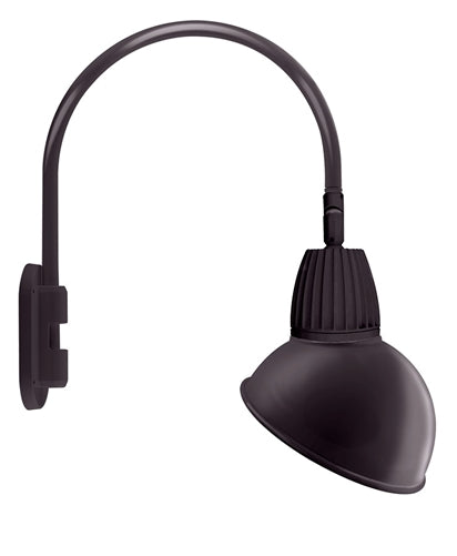RAB GN4LED26NADA 26W LED Gooseneck Dome Shade with Wall 20" High, 19" from Wall Goose Arm, 4000K (Neutral), Flood Reflector, 15" Angled Dome Shade, Bronze Finish