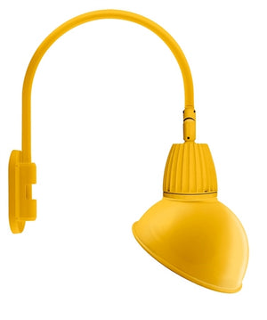 RAB GN4LED26NADYL 26W LED Gooseneck Dome Shade with Wall 20" High, 19" from Wall Goose Arm, 4000K (Neutral), Flood Reflector, 15" Angled Dome Shade, Yellow Finish