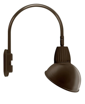 RAB GN4LED26NRADBWN 26W LED Gooseneck Dome Shade with Wall 20" High, 19" from Wall Goose Arm, 4000K (Neutral), Rectangular Reflector, 15" Angled Dome Shade, Brown Finish