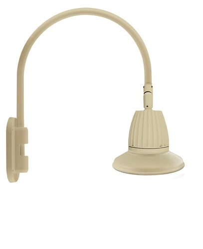 RAB GN4LED26NRST11I 26W LED Gooseneck Straight Shade with Wall 20" High, 19" from Wall Goose Arm, 4000K (Neutral), Rectangular Reflector, 11" Straight Shade, Ivory Finish