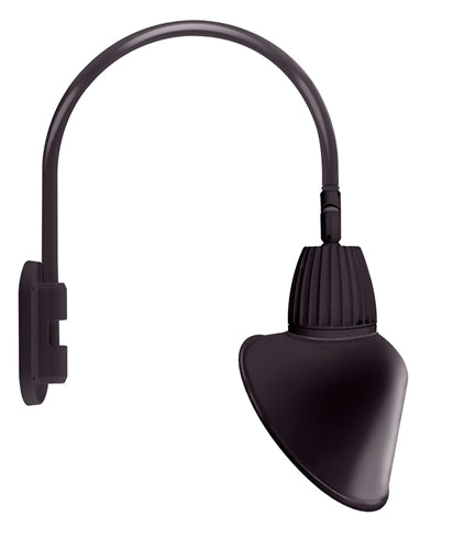 RAB GN4LED26NSACA 26W LED Gooseneck Cone Shade with Wall 20" High, 19" from Wall Goose Arm, 4000K Color Temperature (Neutral), Spot Reflector, 15" Angled Cone Shade, Bronze Finish
