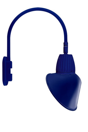 RAB GN4LED26NSACBL 26W LED Gooseneck Cone Shade with Wall 20" High, 19" from Wall Goose Arm, 4000K Color Temperature (Neutral), Spot Reflector, 15" Angled Cone Shade, Royal Blue Finish