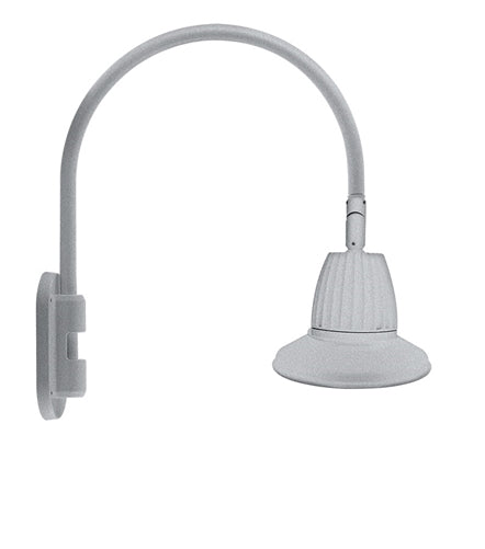 RAB GN4LED26NST11S 26W LED Gooseneck Straight Shade with Wall 20" High, 19" from Wall Goose Arm, 4000K (Neutral), Flood Reflector, 11" Straight Shade, Silver Finish
