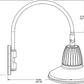 RAB GN4LED26NSTI 26W LED Gooseneck Straight Shade with Wall 20" High, 19" from Wall Goose Arm, 4000K (Neutral), Flood Reflector, 15" Straight Shade, Ivory Finish