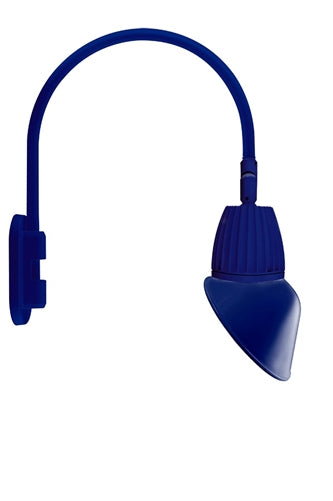 RAB GN4LED26YAC11BL 26W LED Gooseneck Cone Shade with Wall 20" High, 19" from Wall Goose Arm, 3000K Color Temperature (Warm), Flood Reflector, 11" Angled Cone Shade, Royal Blue Finish