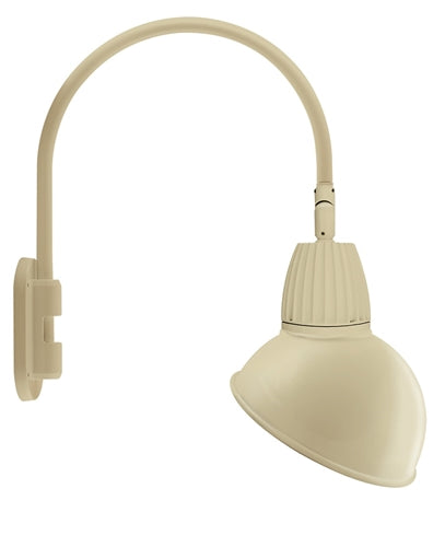 RAB GN4LED26YADI 26W LED Gooseneck Dome Shade with Wall 20" High, 19" from Wall Goose Arm, 3000K (Warm), Flood Reflector, 15" Angled Dome Shade, Ivory Finish