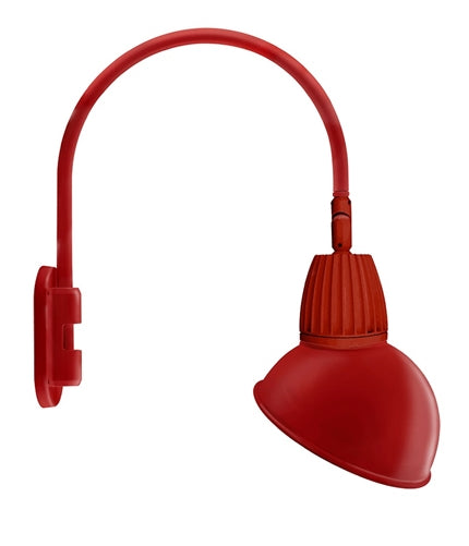 RAB GN4LED26YADR 26W LED Gooseneck Dome Shade with Wall 20" High, 19" from Wall Goose Arm, 3000K (Warm), Flood Reflector, 15" Angled Dome Shade, Red Finish
