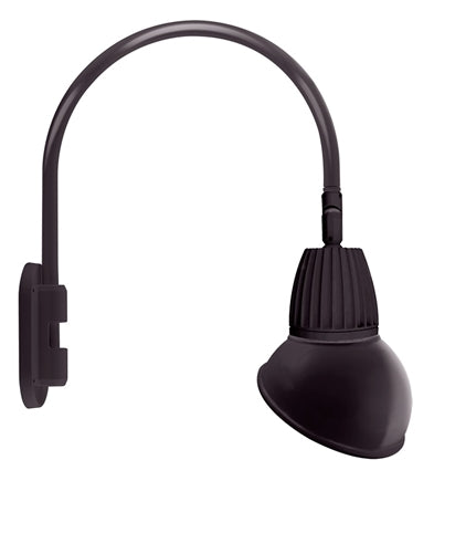 RAB GN4LED26YRAD11A 26W LED Gooseneck Dome Shade with Wall 20" High, 19" from Wall Goose Arm, 3000K (Warm), Rectangular Reflector, 11" Angled Dome Shade, Bronze Finish