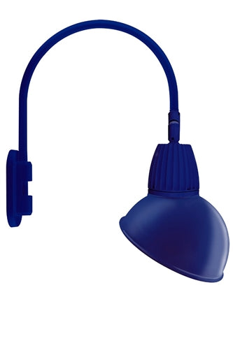 RAB GN4LED26YRADBL 26W LED Gooseneck Dome Shade with Wall 20" High, 19" from Wall Goose Arm, 3000K (Warm), Rectangular Reflector, 15" Angled Dome Shade, Royal Blue Finish