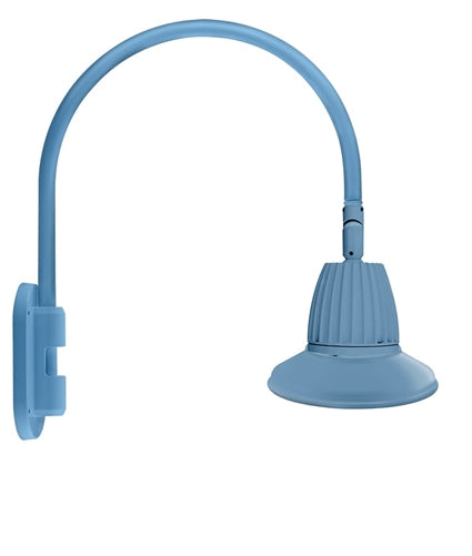 RAB GN4LED26YSST11LB 26W LED Gooseneck Straight Shade with Wall 20" High, 19" from Wall Goose Arm, 3000K (Warm), Spot Reflector, 11" Straight Shade, Light Blue Finish