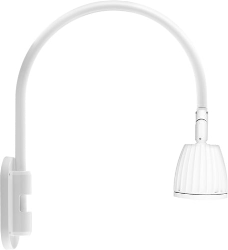 RAB GN4LED26YW 26W LED Gooseneck No Shade with Wall 20" High, 19" from Wall Goose Arm, 3000K (Warm), Flood Reflector, White Finish