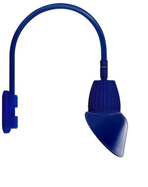 RAB GN5LED13NAC11BL 13W LED Gooseneck Cone with Pole 20" High, 19" from Pole Goose Arm, 4000K Color Temperature (Neutral), Flood Reflector, 11" Angled Cone Shade, Royal Blue Finish