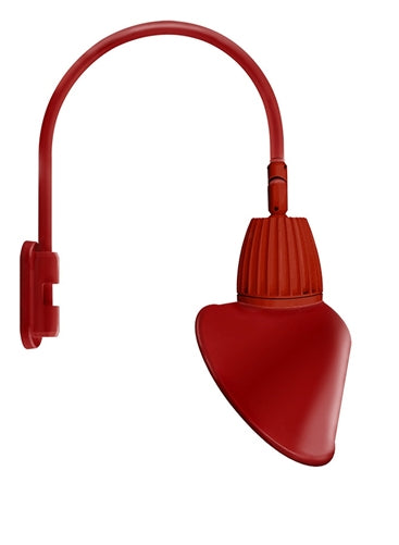 RAB GN5LED13NACR 13W LED Gooseneck Cone with Pole 20" High, 19" from Pole Goose Arm, 4000K Color Temperature (Neutral), Flood Reflector, 15" Angled Cone Shade, Red Finish