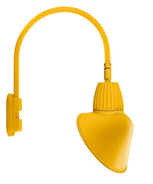 RAB GN5LED13NACYL 13W LED Gooseneck Cone with Pole 20" High, 19" from Pole Goose Arm, 4000K Color Temperature (Neutral), Flood Reflector, 15" Angled Cone Shade, Yellow Finish