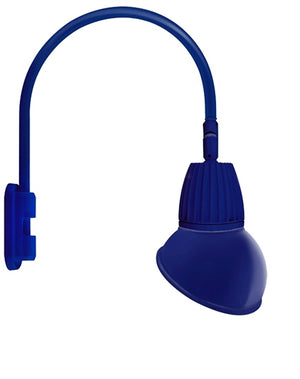 RAB GN5LED13NAD11BL 13W LED Gooseneck Dome Shade with Pole 20" High, 19" from Pole Goose Arm, 4000K (Neutral), Flood Reflector, 11" Angled Dome Shade, Royal Blue Finish