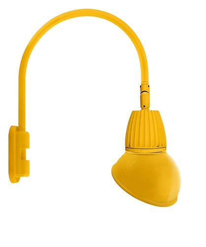 RAB GN5LED13NAD11YL 13W LED Gooseneck Dome Shade with Pole 20" High, 19" from Pole Goose Arm, 4000K (Neutral), Flood Reflector, 11" Angled Dome Shade, Yellow Finish