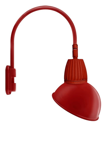 RAB GN5LED13NADR 13W LED Gooseneck Dome Shade with Pole 20" High, 19" from Pole Goose Arm, 4000K (Neutral), Flood Reflector, 15" Angled Dome Shade, Red Finish