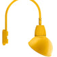 RAB GN5LED13NADYL 13W LED Gooseneck Dome Shade with Pole 20" High, 19" from Pole Goose Arm, 4000K (Neutral), Flood Reflector, 15" Angled Dome Shade, Yellow Finish