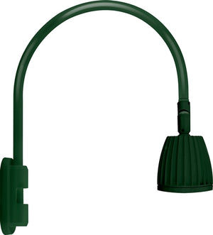 RAB GN5LED13NG 13W LED Gooseneck No Shade with Pole 20" High, 19" from Pole Goose Arm, 4000K (Neutral), Flood Reflector, Hunter Green Finish