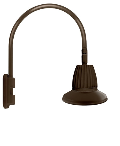 RAB GN5LED13NRST11BWN 13W LED Gooseneck Straight Shade with Pole 20" High, 19" from Pole Goose Arm, 4000K (Neutral), Rectangular Reflector, 11" Straight Angle Shade, Brown Finish
