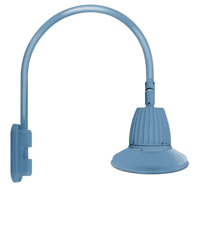 RAB GN5LED13NRST11LB 13W LED Gooseneck Straight Shade with Pole 20" High, 19" from Pole Goose Arm, 4000K (Neutral), Rectangular Reflector, 11" Straight Angle Shade, Light Blue Finish
