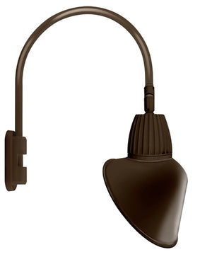 RAB GN5LED13NSACBWN 13W LED Gooseneck Cone with Pole 20" High, 19" from Pole Goose Arm, 4000K Color Temperature (Neutral), Spot Reflector, 15" Angled Cone Shade, Brown Finish