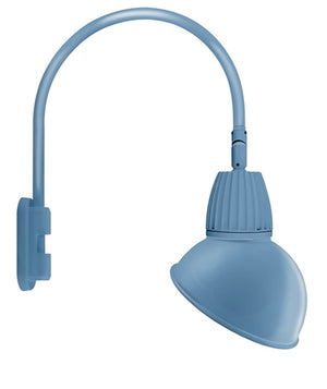 RAB GN5LED13NSADLB 13W LED Gooseneck Dome Shade with Pole 20" High, 19" from Pole Goose Arm, 4000K (Neutral), Spot Reflector, 15" Angled Dome Shade, Light Blue Finish