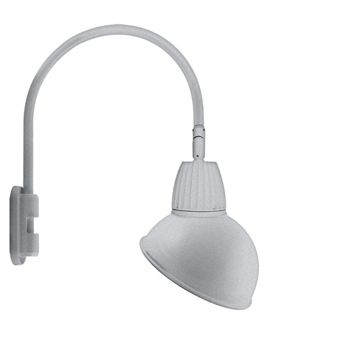 RAB GN5LED13NSADS 13W LED Gooseneck Dome Shade with Pole 20" High, 19" from Pole Goose Arm, 4000K (Neutral), Spot Reflector, 15" Angled Dome Shade, Silver Finish