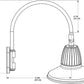 RAB GN5LED13NSSTYL 13W LED Gooseneck Straight Shade with Pole 20" High, 19" from Pole Goose Arm, 4000K (Neutral), Spot Reflector, 15" Straight Angle Shade, Yellow Finish