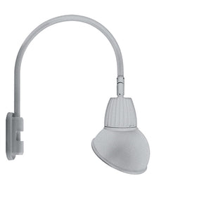 RAB GN5LED13YAD11S 13W LED Gooseneck Dome Shade with Pole 20" High, 19" from Pole Goose Arm, 3000K (Warm), Flood Reflector, 11" Angled Dome Shade, Silver Finish
