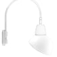 RAB GN5LED13YADW 13W LED Gooseneck Dome Shade with Pole 20" High, 19" from Pole Goose Arm, 3000K (Warm), Flood Reflector, 15" Angled Dome Shade, White Finish