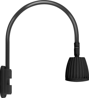 RAB GN5LED13YB 13W LED Gooseneck No Shade with Pole 20" High, 19" from Pole Goose Arm, 3000K (Warm), Flood Reflector, Black Finish