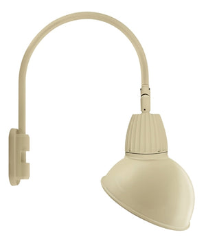 RAB GN5LED13YRADI 13W LED Gooseneck Dome Shade with Pole 20" High, 19" from Pole Goose Arm, 3000K (Warm), Rectangular Reflector, 15" Angled Dome Shade, Ivory Finish