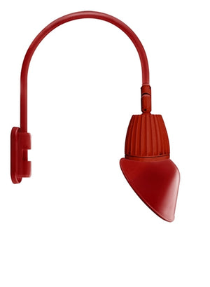 RAB GN5LED13YSAC11R 13W LED Gooseneck Cone with Pole 20" High, 19" from Pole Goose Arm, 3000K Color Temperature (Warm), Spot Reflector, 11" Angled Cone Shade, Red Finish