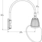 RAB GN5LED13YSACA 13W LED Gooseneck Cone with Pole 20" High, 19" from Pole Goose Arm, 3000K Color Temperature (Warm), Spot Reflector, 15" Angled Cone Shade, Bronze Finish