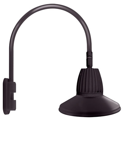 RAB GN5LED13YSTA 13W LED Gooseneck Straight Shade with Pole 20" High, 19" from Pole Goose Arm, 3000K (Warm), Flood Reflector, 15" Straight Angle Shade, Bronze Finish